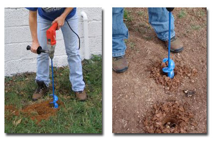 Using a garden auger with a corded Milwaukee drill