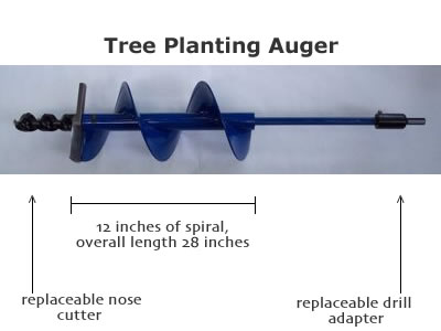 The tree planter is almost a foot shorter than the post hole auger with 10 inches of spiral